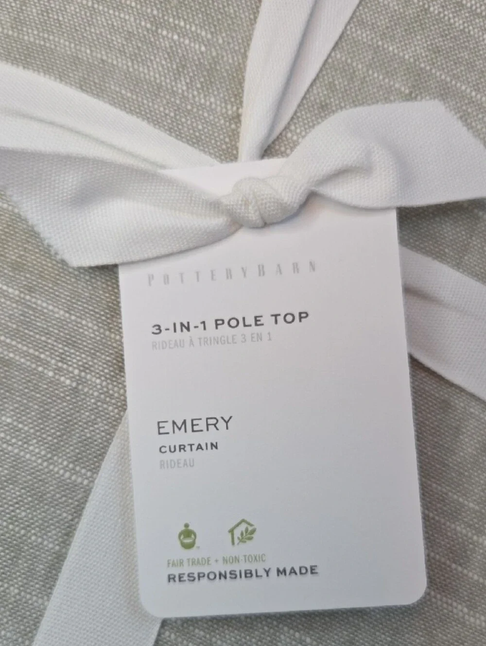 NWT Pottery Barn Emery Curtain - Color Eucalyptos